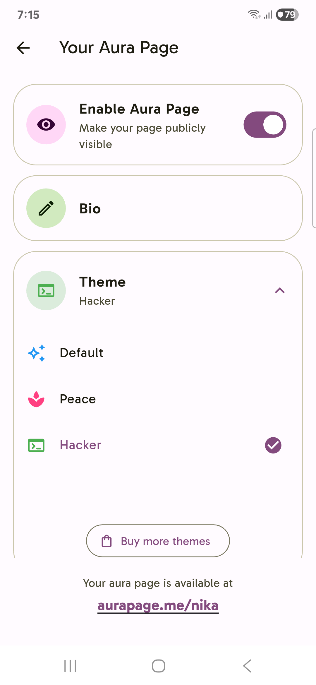 Aura page screenshot